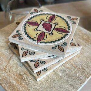 HOME DECOR | Decorative Ceramic Coasters with Floral Design
